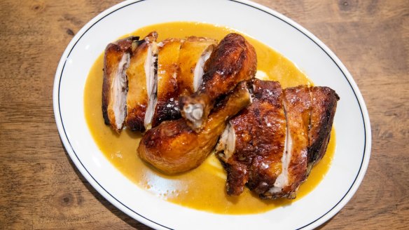 Go-to dish: Roast chicken with parsnip puree and black pepper gravy.