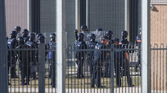 Riot police at Malmsbury Youth Justice centre.