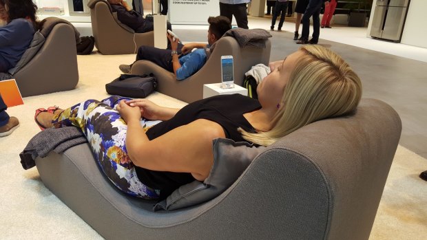 IFA attendees test out Sleep Sense, which collects data on your sleep.