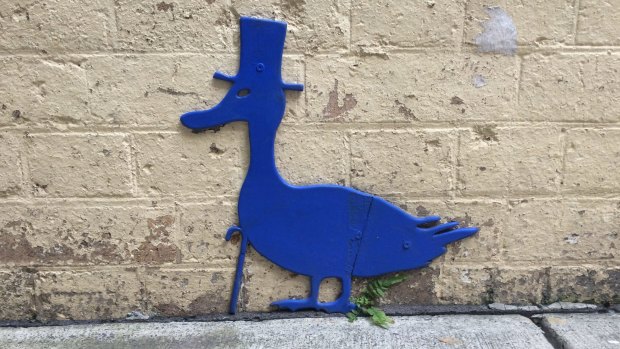 The Blu Art Xinja's duck in Brisbane's Burnett Lane.
