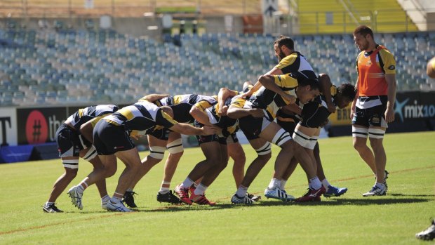 The ACT Brumbies work on their rolling maul ahead of Friday night's clash with the Western Force.