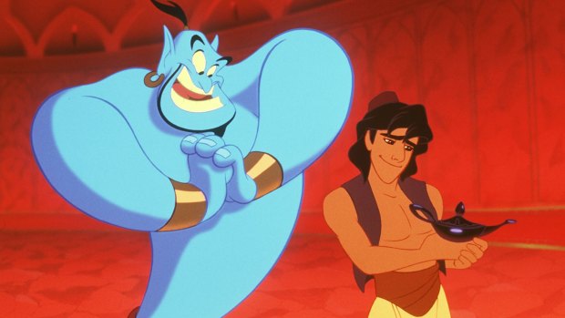The Genie and Aladdin in 1992 Disney classic <i>Aladdin</i>. The studio is reportedly working on a live-action prequel to the film.