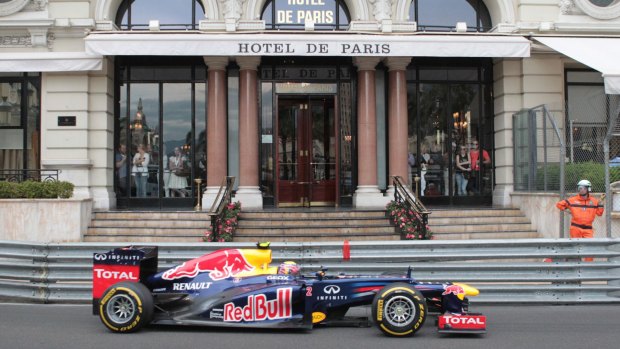 Mark Webber driving in Monaco.