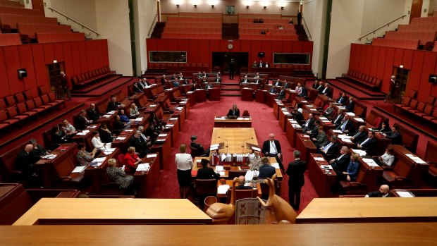 President of the Senate Stephen Parry speaks after the ABCC legislation went to a vote in the Senate.