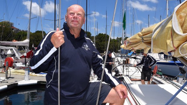 Pelagic Magic crew member former AFP commissioner Shane Connelly preparing for the Sydney to Hobart race at the Cruising Yacht Club of Australia at Rushcutters Bay, Sydney.
