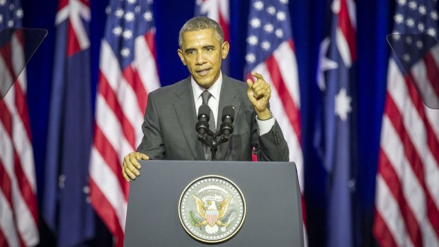 US President Barack Obama called for global action to curb greenhouse gas emissions during at speech at the University of Queensland on Saturday.