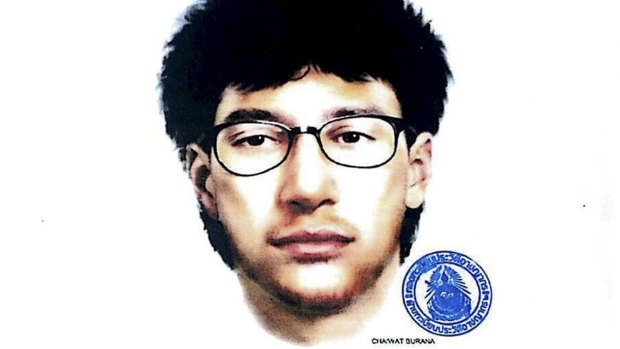 A sketch of the main suspect in the deadly Bangkok blast, released by the Royal Thai police on August 19.