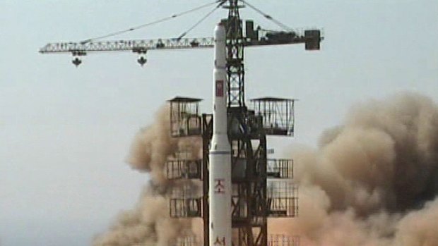A rocket lifts off from its launch pad in Musudan-ri, North Korea in 2009.