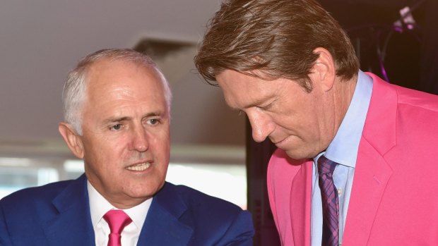 Prime Minister Malcolm Turnbull talks to Glenn McGrath on Tuesday.