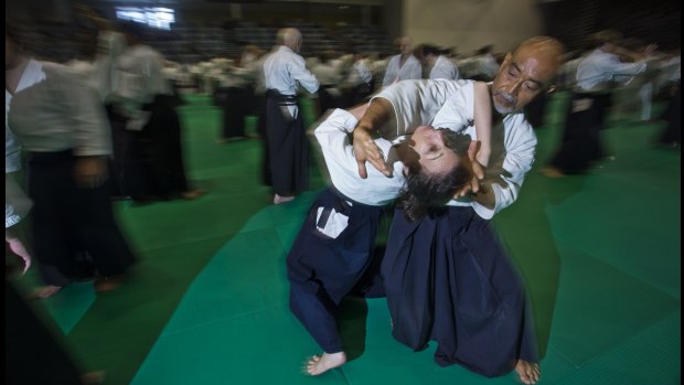 New Yorker Ruth Peyser taken through her paces at a training program in celebration of the 50 years since Aiki Kai Australia was established.