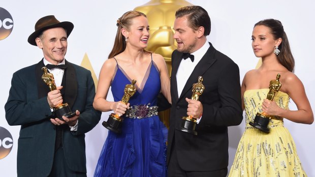 Actresses Brie Larson (second from left) and Alicia Vikander (far right) have been invited to join the Academy in a diversity push.