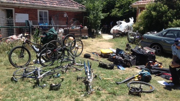 Suspected stolen items found at a home in Griffith on Friday.