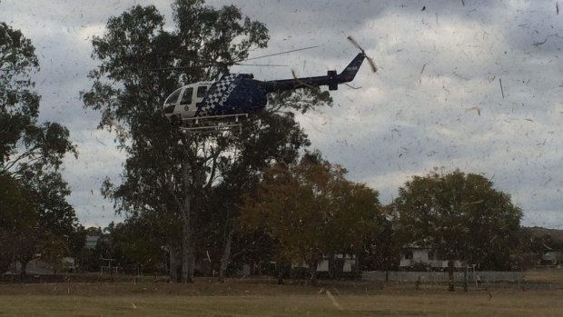 The Pol-Air helicopter takes off from Laidley as the search for Jayde Kendall continues.