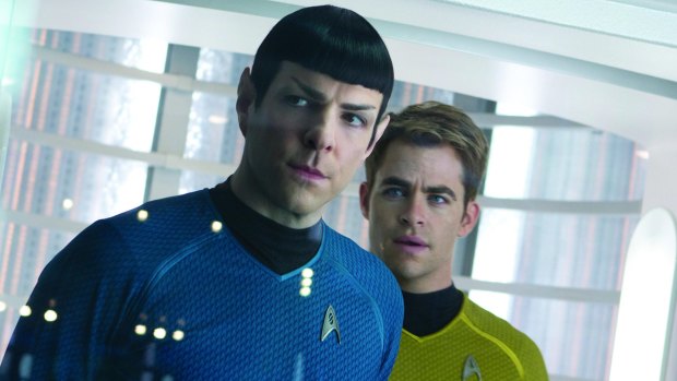 First Officer Spock (Zachary Quinto) and Captain Kirk (Chris Pine) in 2013's 