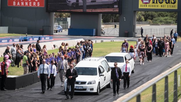 Hundreds gathered at Perth Motorplex to farewell Anita. 