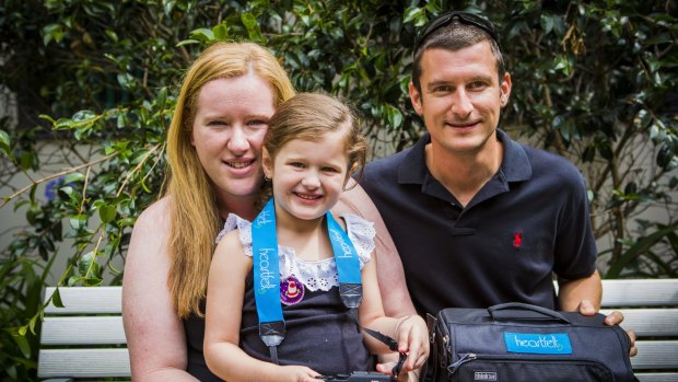 Bec Greeshaw with her partner Jonathan and daughter Ava, 4.

The Canberra Times

Photo Jamila Toderas