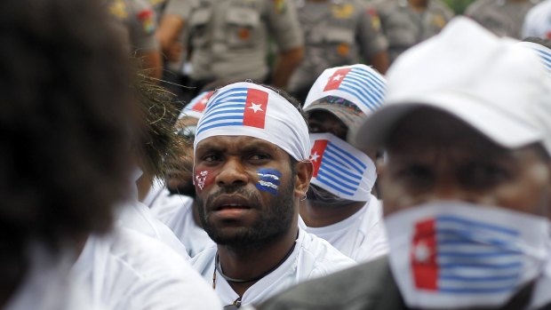 Making their case: West Papuans during a rally marking the 53rd anniversary of the Free Papua Movement.
