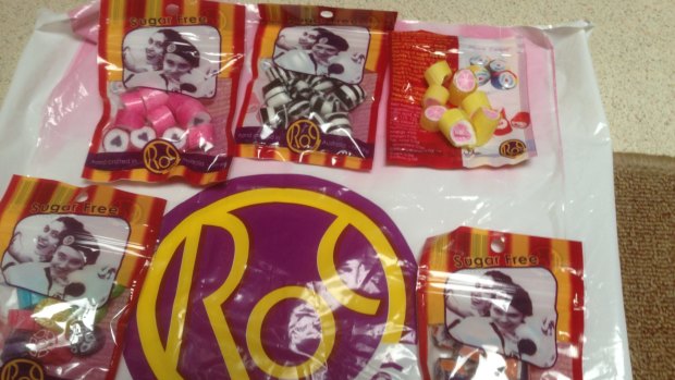 The Roc Candy sugar free showbag has five lolly packets - all best before December 2015.