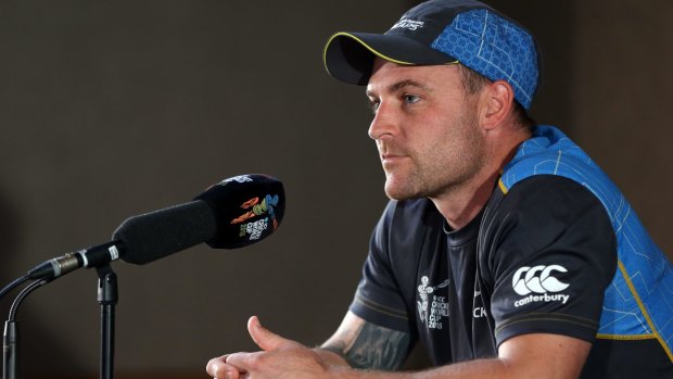 Brendon McCullum speaks to the media in Auckland on Monday.