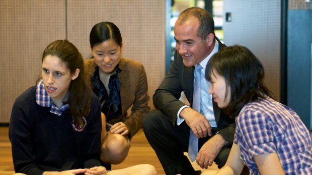 Education Minister James Merlino talks about STEM with students.
