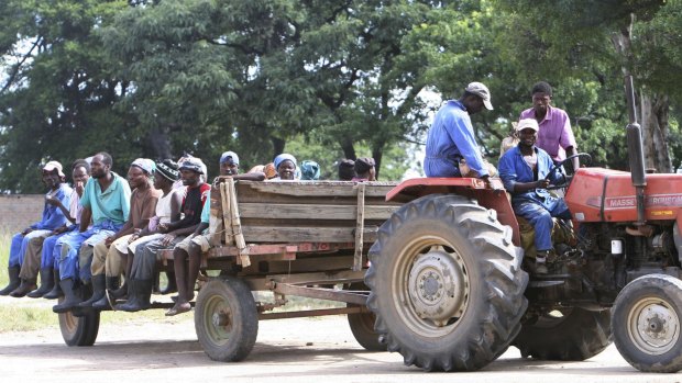 Farm workers at a farm in Karoi about 200 kilometres west of Harare forced to leave in 2008 following threats by war veterans to occupy the farm.
