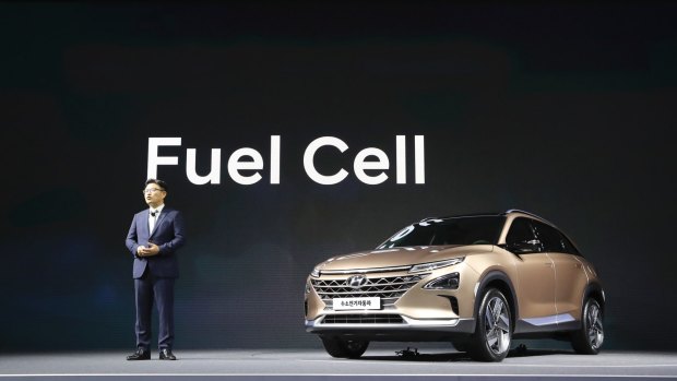 Hyundai says its new hydrogen fuel cell vehicle will travel more than 580 kilometres between fill-ups. 