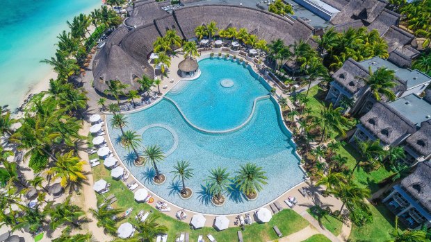 Aerial view of Lux Belle Mare, Mauritius.