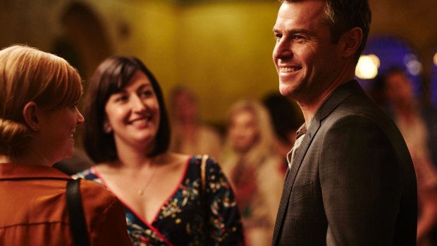 Celia Pacquola (centre) with Sarah Snook and Rodger Corser in <i>The Beautiful Lie</i>.