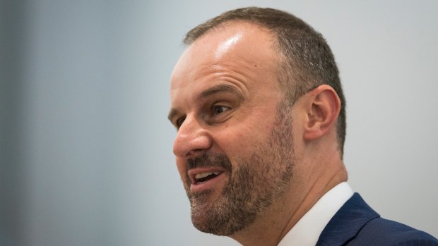 Chief Minister Andrew Barr during question time on Tuesday. Mr Barr will table legislation on Thursday to allow developers to defer payment of their lease variation charge. 