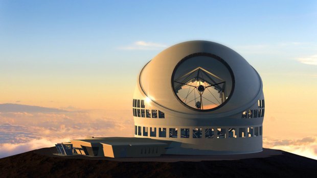 Artist rendering made available by the TMT Observatory Corporation shows the proposed Thirty Meter Telescope which will not be built on Mauna Kea.
