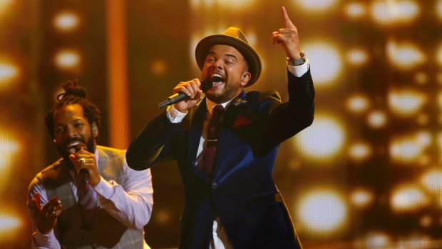 Guy Sebastian representing Australia performs <i>Tonight Again</i> during the final of the 60th annual Eurovision Song Contest in Vienna, Austria.