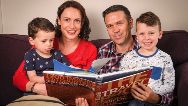 Laura McGeoch and husband Mike Billings (pictured here with their children Alfie, 5, and Max, 2) are two of the thousands of Australians with substantial retirement savings stuck in British pensions. 