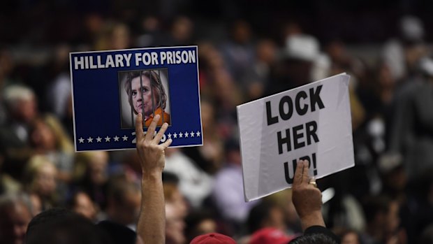 Signs at the Republican National Convention in Cleveland in July.