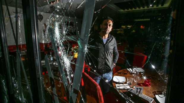 Mohamed Zouhour at his restaurant Arabella after the vandalism attack.