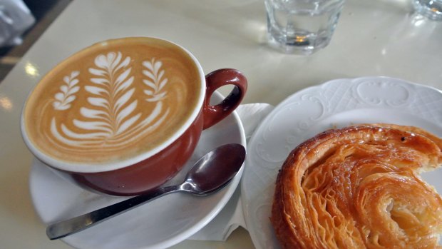Flat white and Kouign-aman pastry at Tiong Bahru Bakery