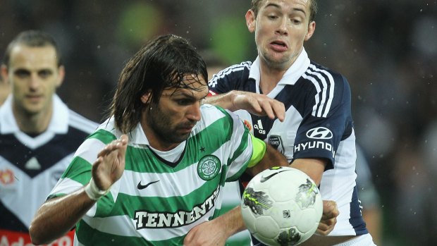 On his way to the A-League?: Georgios Samaras in action for Celtic against Melbourne Victory in 2011.
