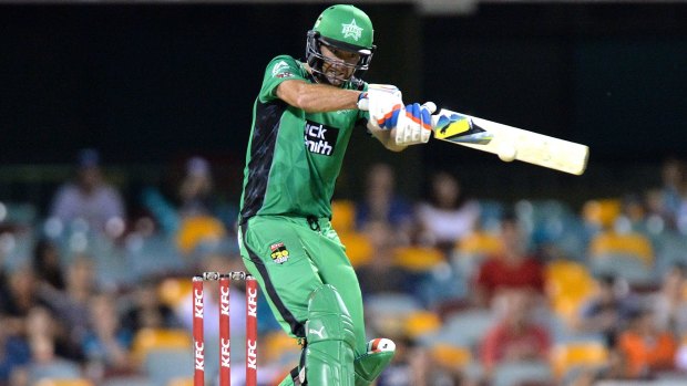 Rob Quiney, who almost won the match for Melbourne Stars, hits a boundary. 