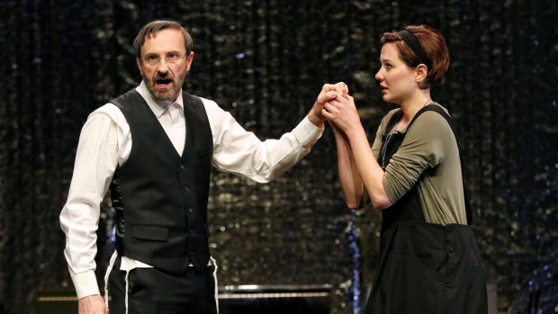 Mitchell Butel (left) and Felicity McKay in the entertaining and confronting production of <i>The Merchant of Venice</I>. 