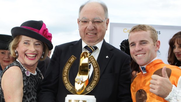 George Altomonte, seen here with Tommy Berry and Gai Waterhouse after winning the 2013 Golden Slipper on Overreach.