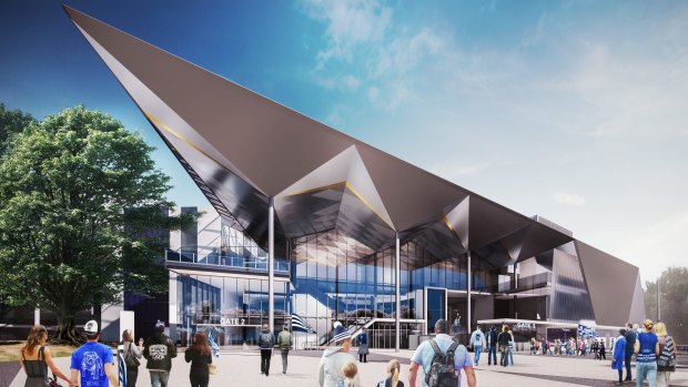 An artist's impression of how Geelong's Simonds Stadium will look after the stage four redevelopment. 
