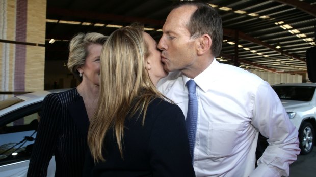 Fiona Scott greets Tony Abbott during the 2013 campaign.