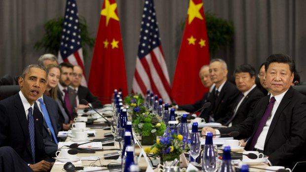 President Barack Obama (left) and Chinese President Xi Jinping (right) at the Nuclear Security Summit in Washington on Thursday.