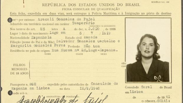 A Brazilian visa allowing Spanish Araceli Gonzalez de Pujol to remain in the country temporarily, says she had no occupation.