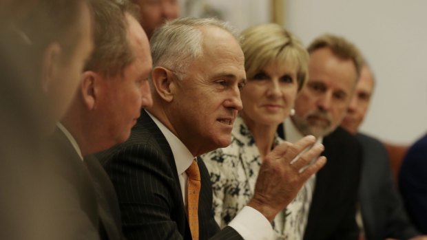 Mr Turnbull during a cabinet meeting at Parliament House.