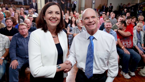 Premier Campbell Newman and Opposition Leader Annastacia Palaszczuk at the The People's Forum.