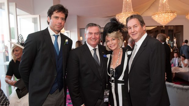AFL chief executive Gillon McLachlan, Eddie McGuire, Rhonda Whylie and her husband, Jeff Browne.