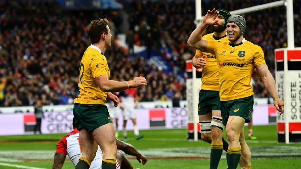 Inspirational: David Pocock led from the front yet again for the Wallabies.