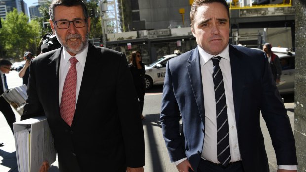 Ben McCormack leaving court on Tuesday with his lawyer Sam Macedone. 