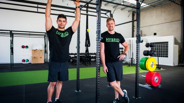 Adam Manikis and Clint Hartley at their new gym, Hybrid Performance, in Fyshwick.