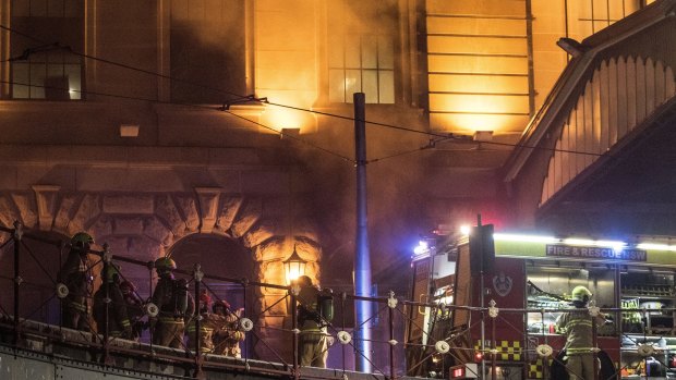 Fire crews attend fire at Central Station.